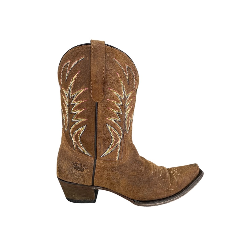 Junk Gypsy by Lane Womens Brown Suede Embroidered Western Cowboy Boots Snip Toe